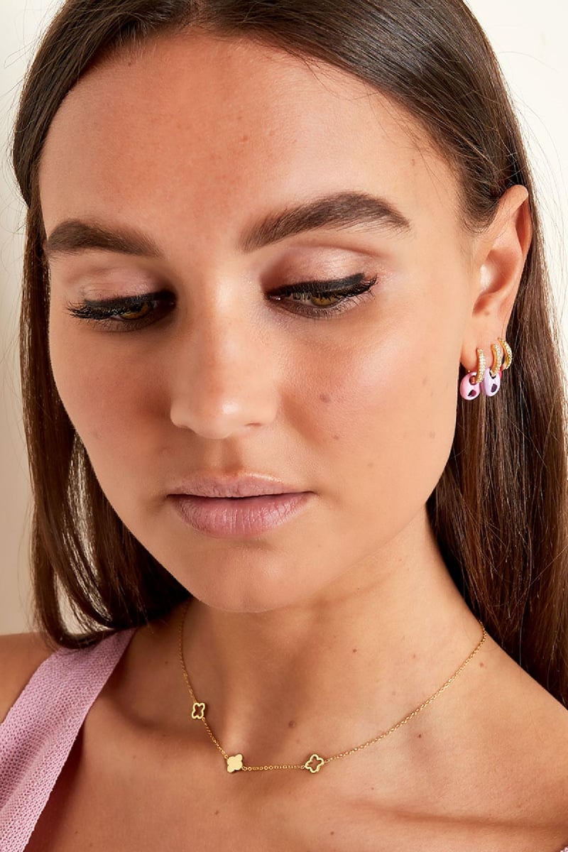 Necklace clovers Gold Color Stainless Steel