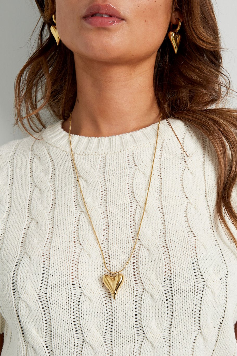 BOLLETJES KETTING MET EEN ICONISCH GROOT HART - GOUDEN KETTING
