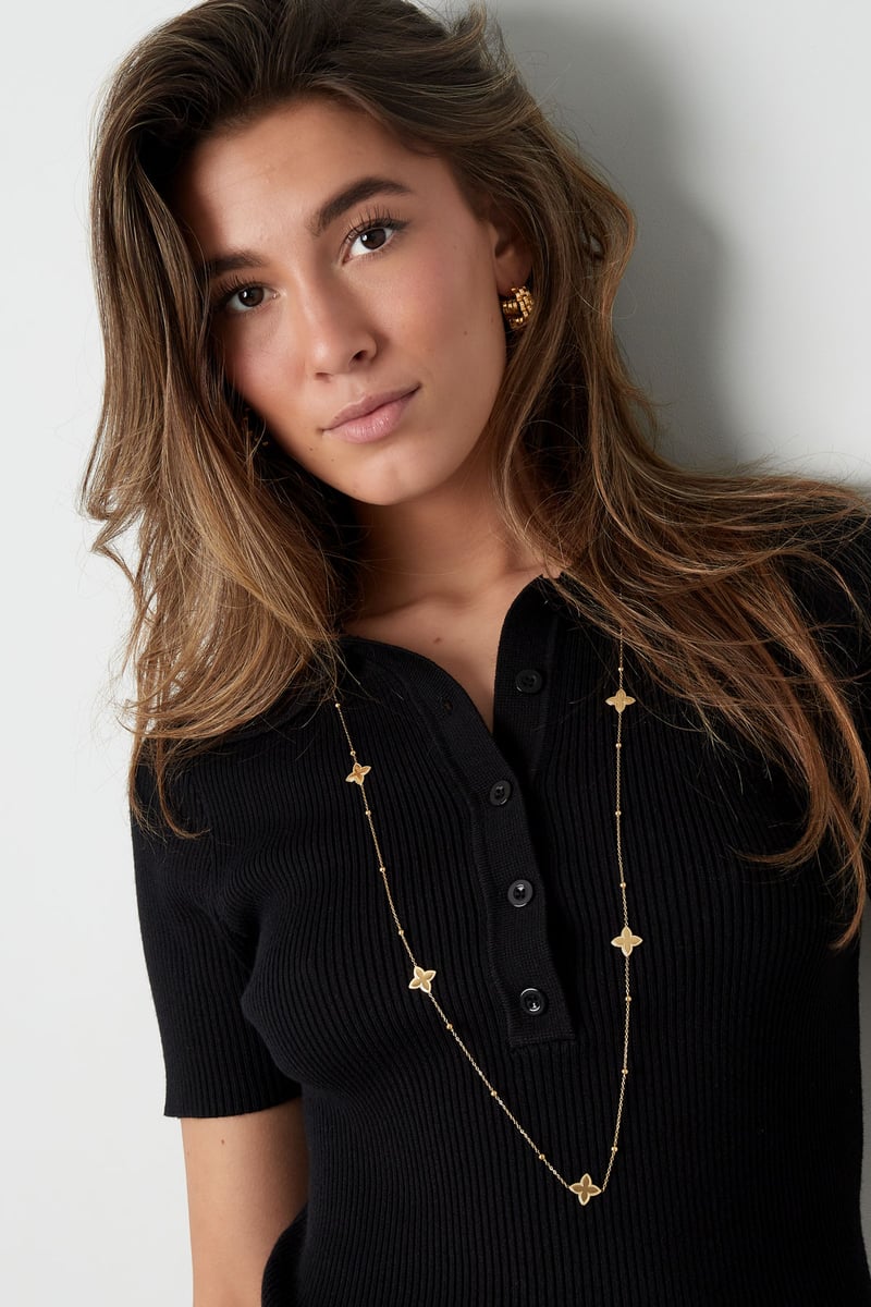 long necklace with clover charms