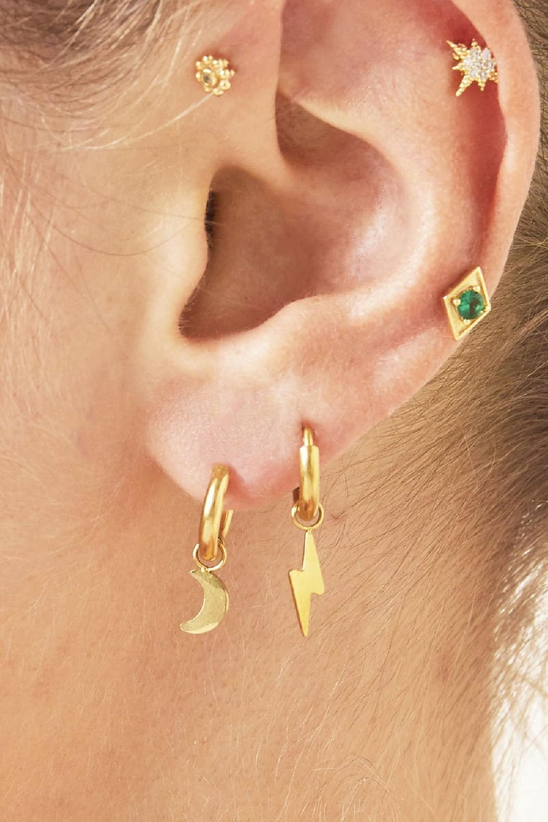 Earrings Bolt Gold Color Stainless Steel