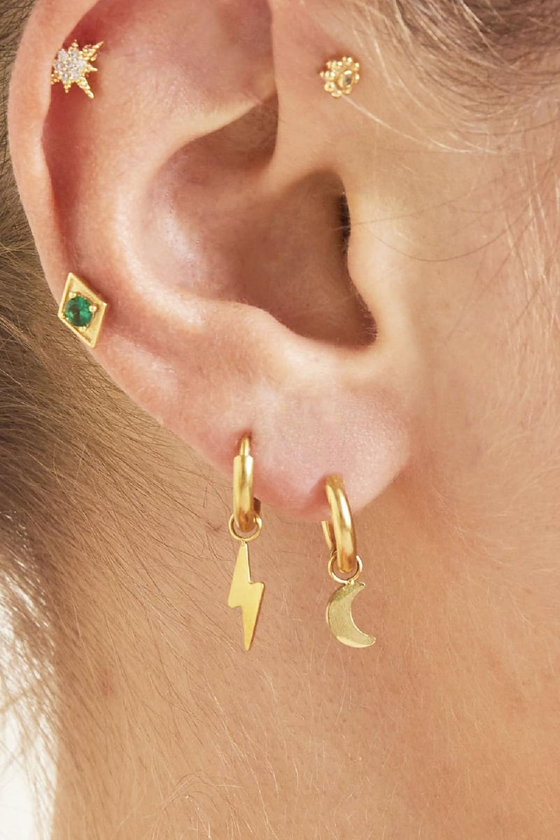 Earrings Moon Silver Color Stainless Steel