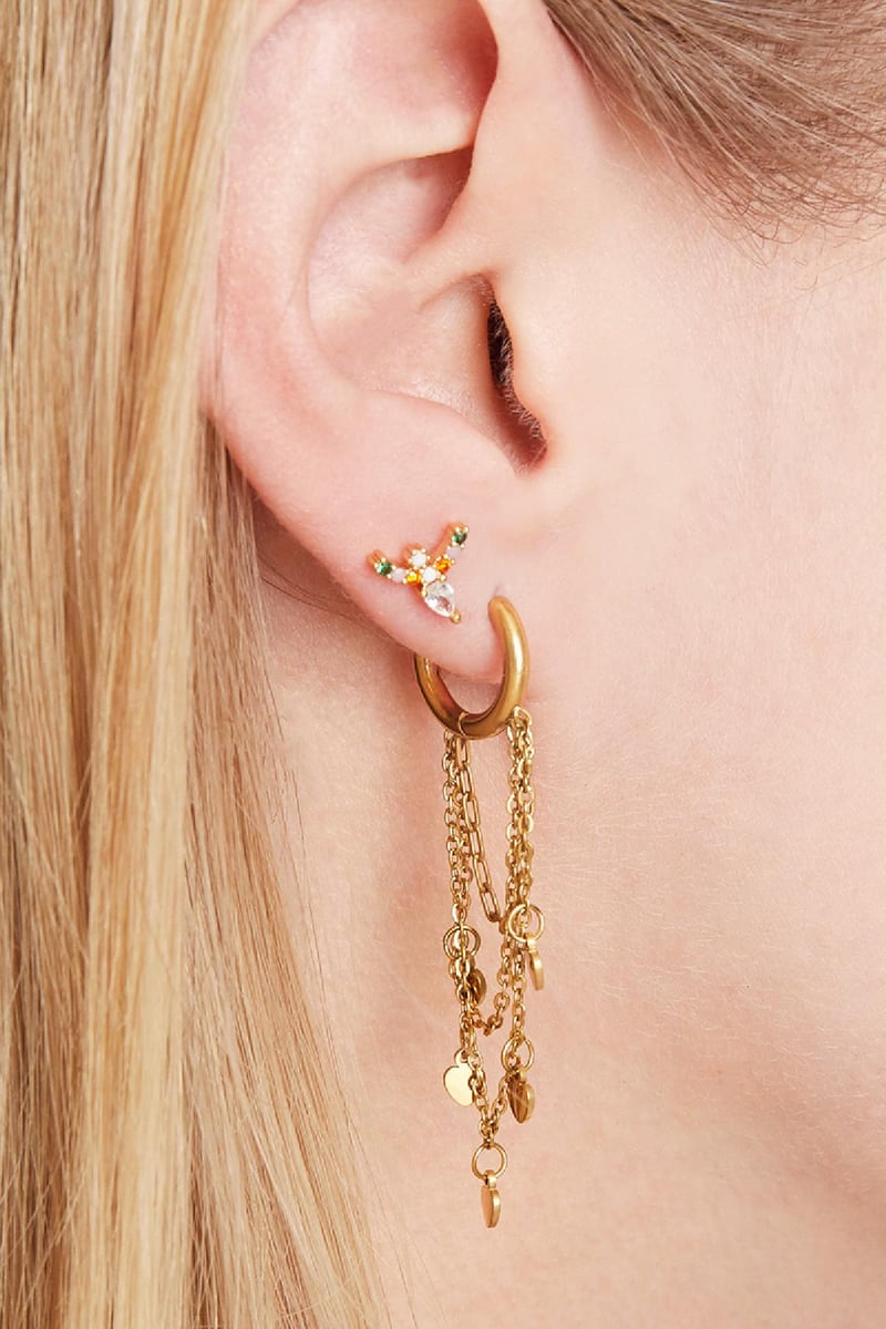 Earrings Hanging Hearts Gold Color Stainless Steel