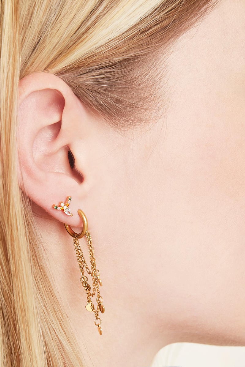 Earrings Hanging Hearts Gold Color Stainless Steel