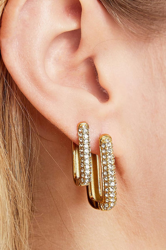 Earrings Shimmer Spark Large Gold Color Stainless Steel