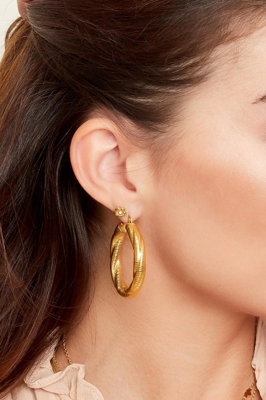 Hoops twisted large Gold Color Stainless Steel