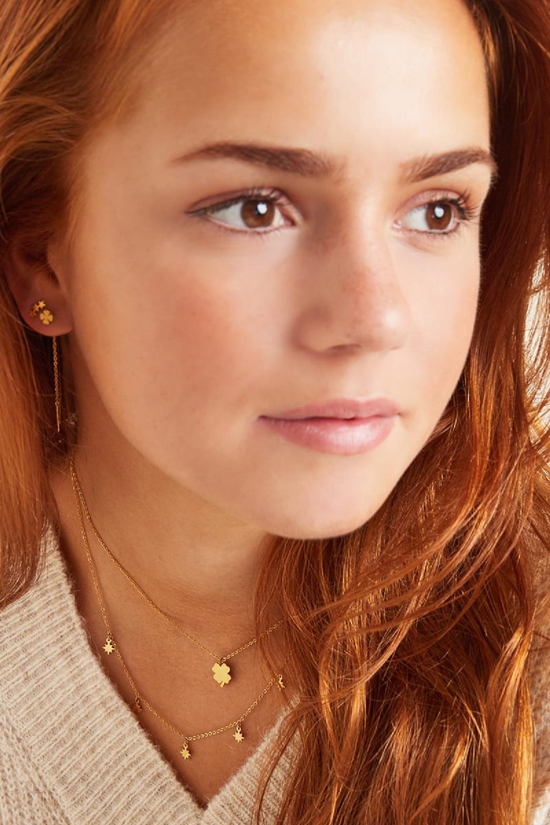 stainless steel chain earrings clover