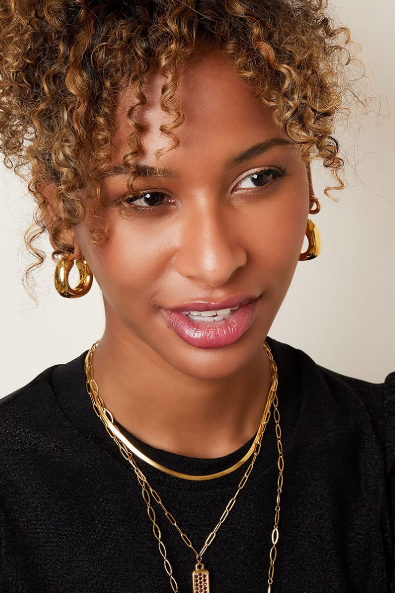 Bold hoop earrings Gold Color Stainless Steel