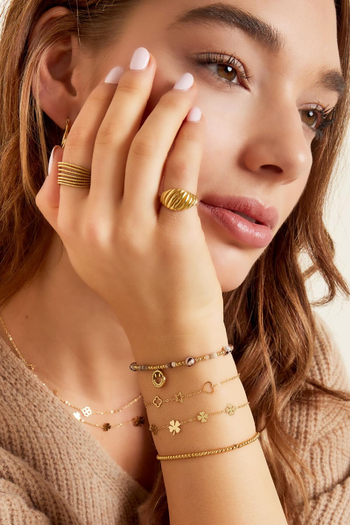 Bracelet 5 clovers Gold Color Stainless Steel