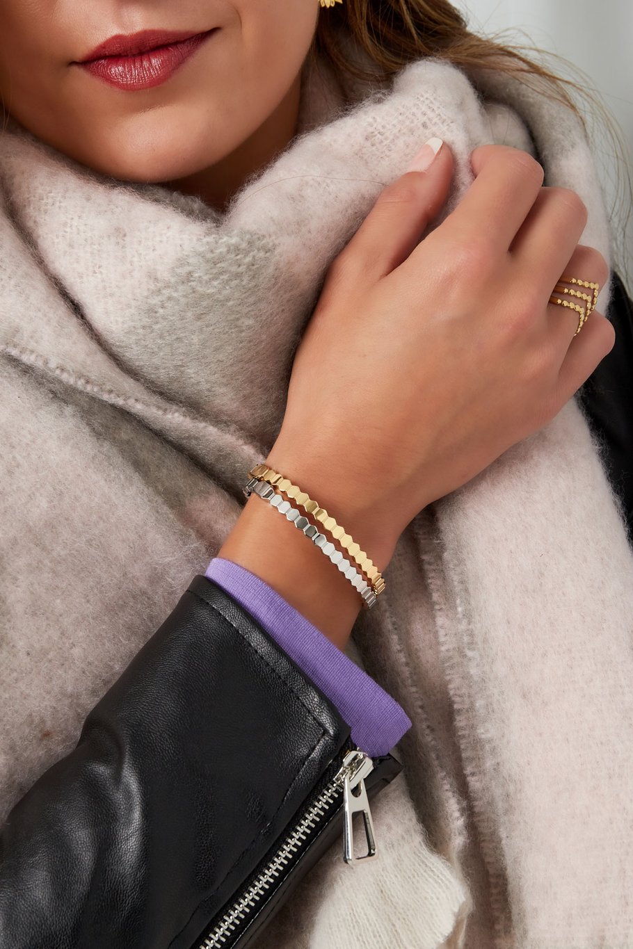 Hexa Bangel - Zilveren Armband