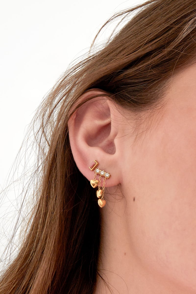 Ear studs rectangle edge - powder pink