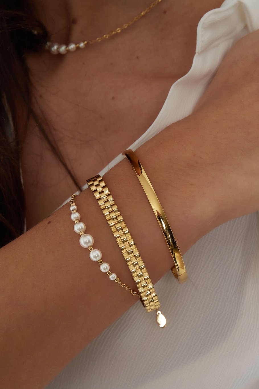Schakel Bangel - Armband Goud
