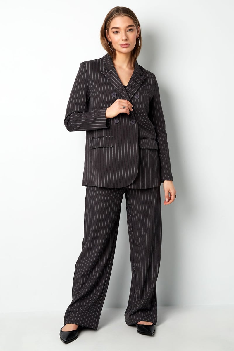 Pinstripe Blazer - Grey