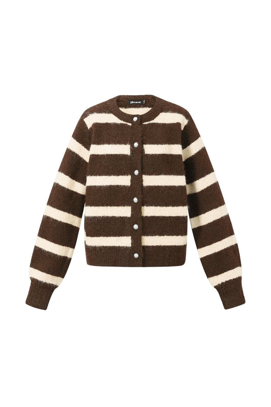 Polyester fiber (polyester) Knit cardigan Stripes Casual Fall/Winter  Clothes