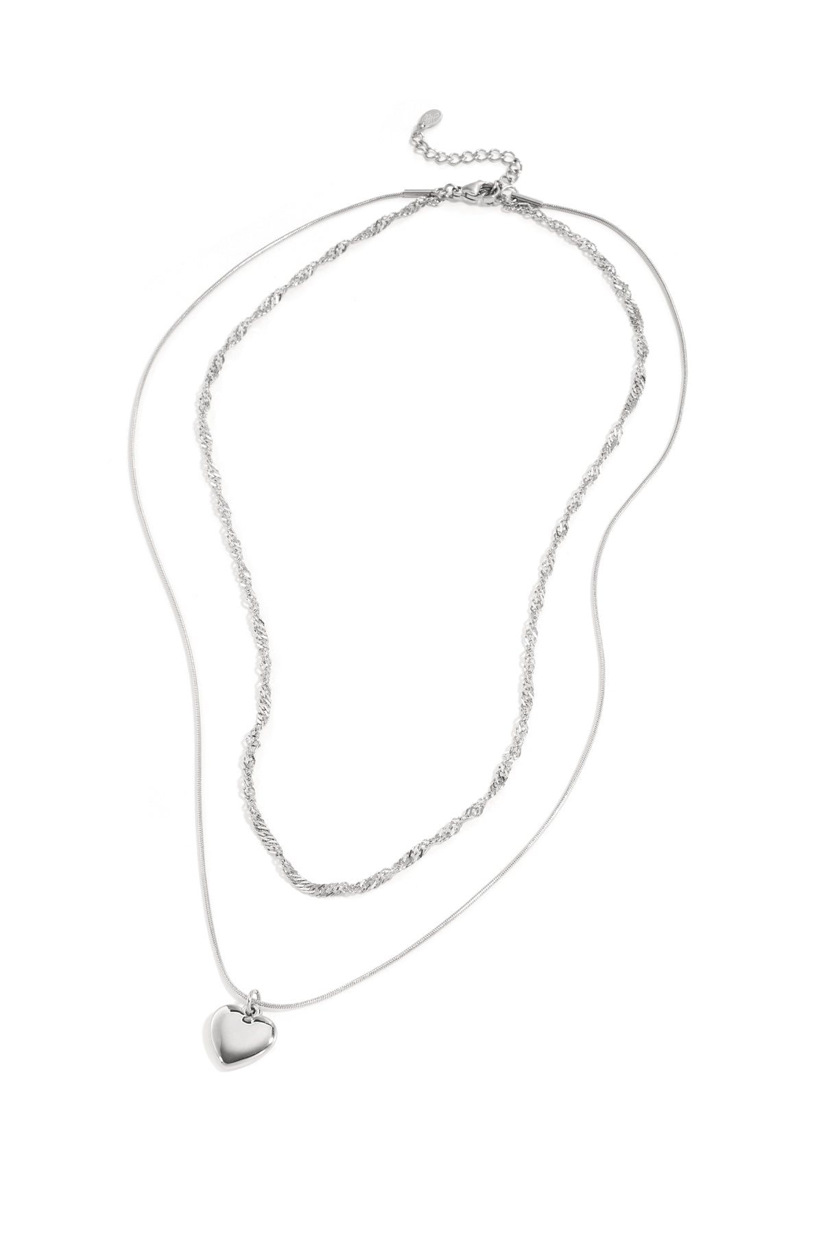 Layered necklace with heart charm