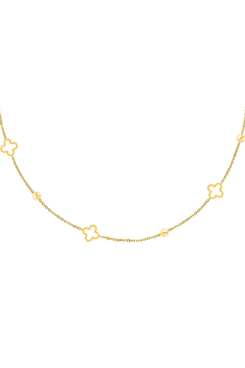 Necklace open clovers Gold Color Stainless Steel