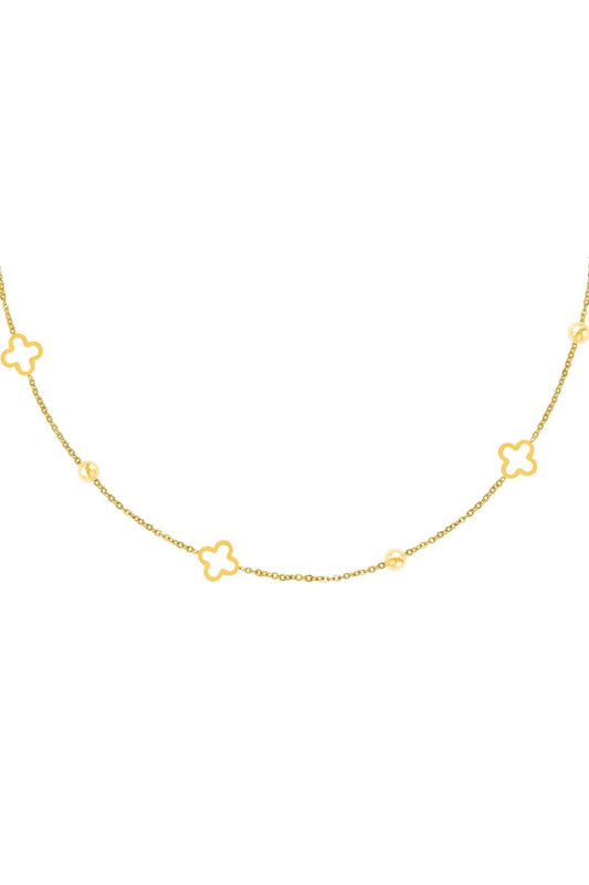 Necklace open clovers Gold Color Stainless Steel