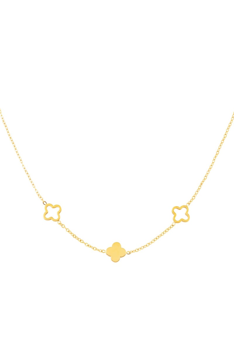 Necklace clovers Gold Color Stainless Steel