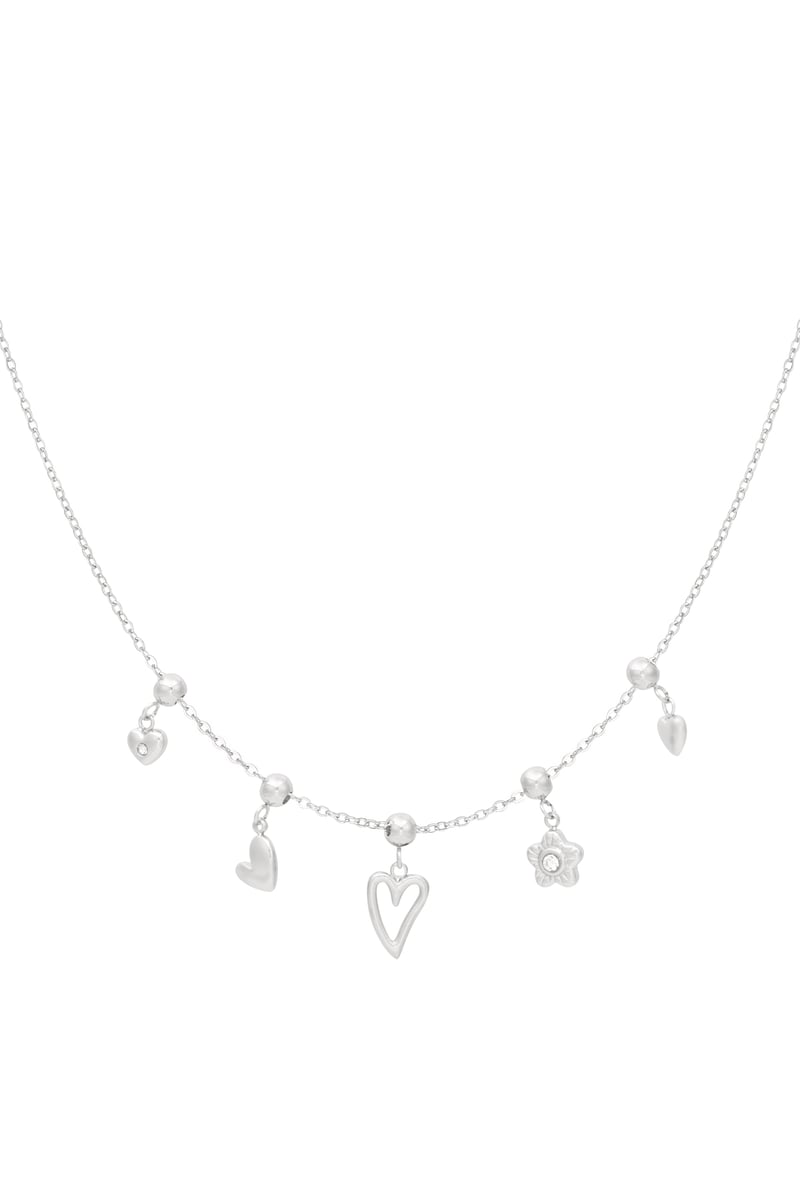 charm necklace flowers and hearts