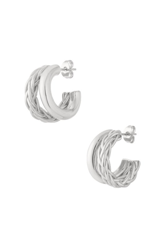Small double braided hoop earrings