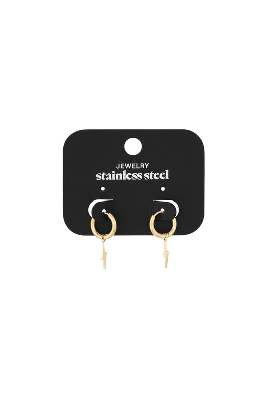 Earrings Bolt Gold Color Stainless Steel