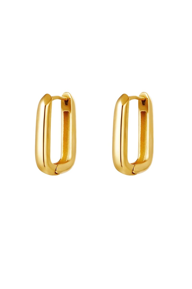 Earrings square large Gold Color Stainless Steel