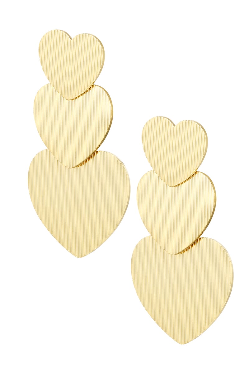 Earrings 3 times heart - Gold Color Stainless Steel
