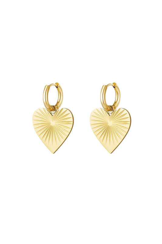 Earrings with heart Gold Color Stainless Steel
