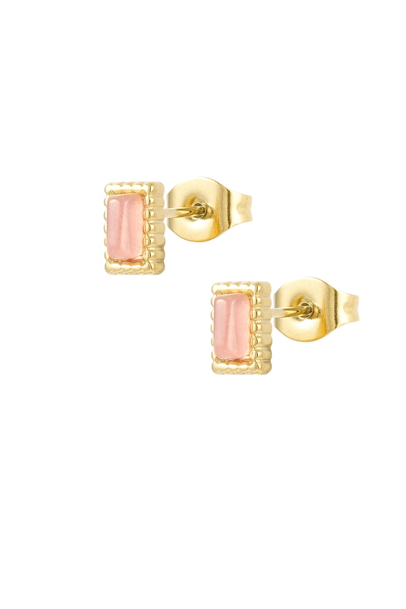 Ear studs rectangle edge - powder pink