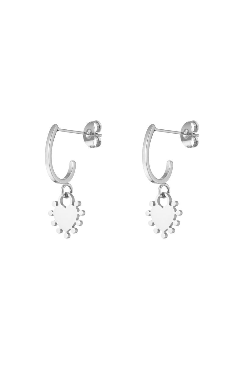 Dangling Heart earrings - Silver Color color