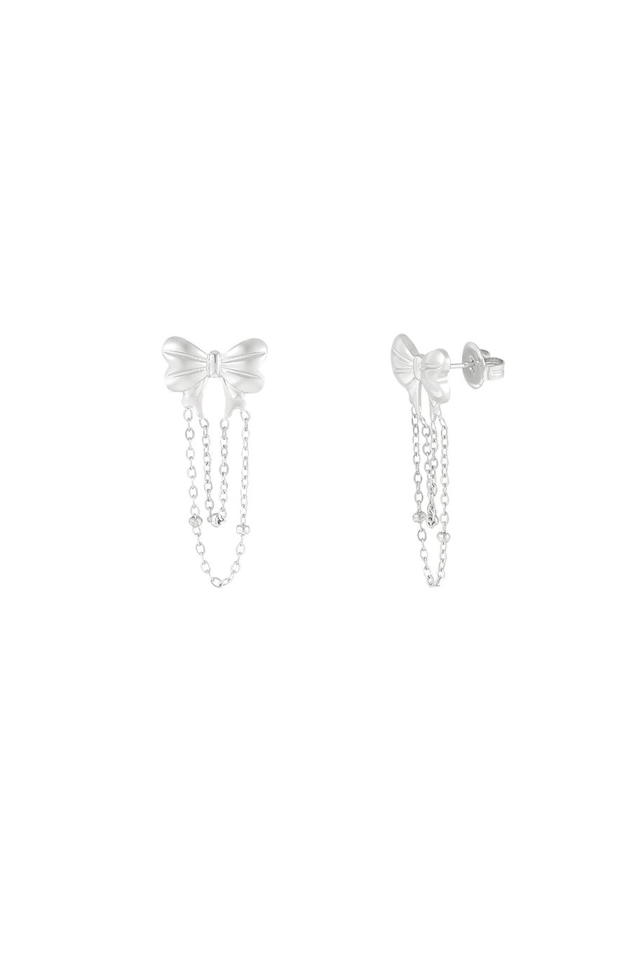 SILVER FUNNY BOW - OORBELLEN