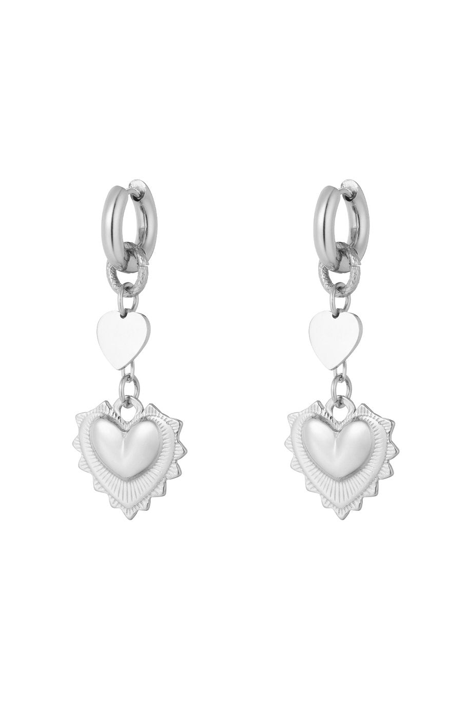SILVER DOUBLE HEARTS - OORBELLEN
