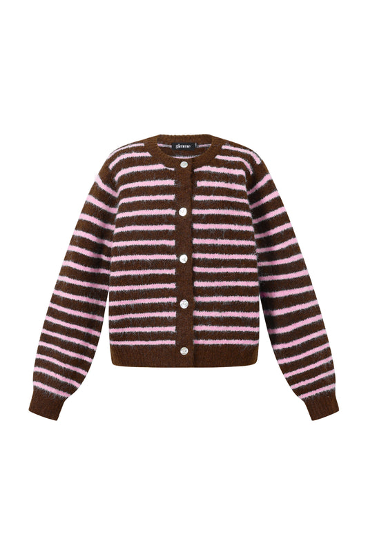 Polyester fiber (polyester) Knit cardigan Stripes Casual Fall/Winter Clothes