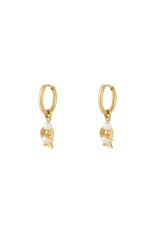 leaf earrings with pearls