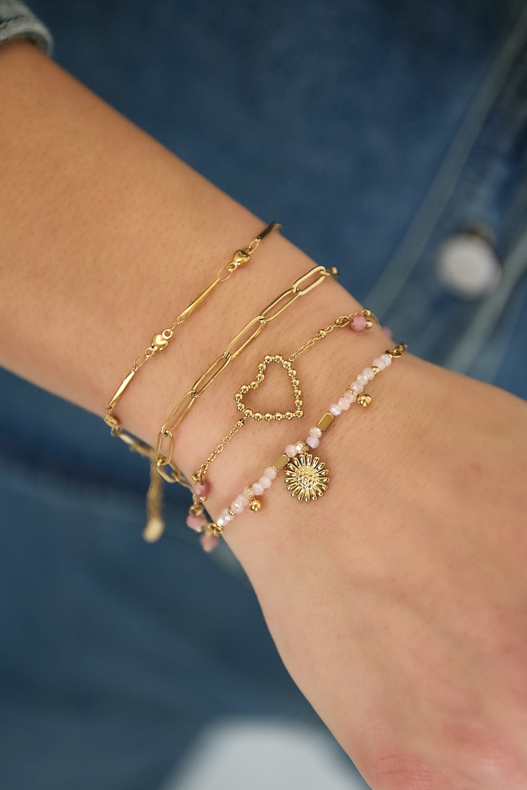 Stainless Steel Charm Bracelets Flower Casual Daily Simple Series Women's jewelry