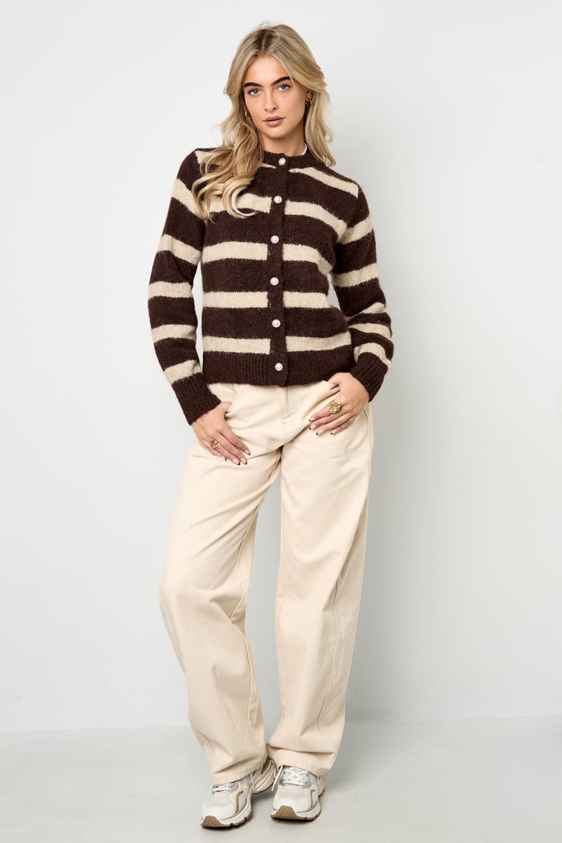 Polyester fiber (polyester) Knit cardigan Stripes Casual Fall/Winter  Clothes