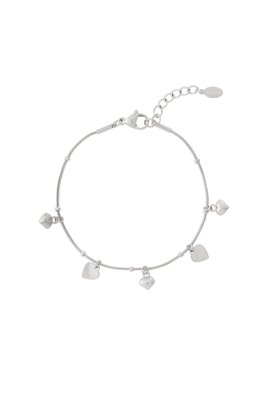 SILVER HANG HEARTS - ARMBAND