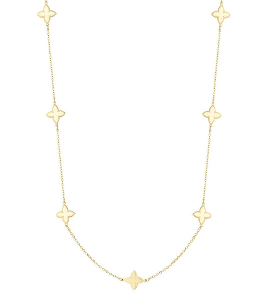 long necklace with clover charms