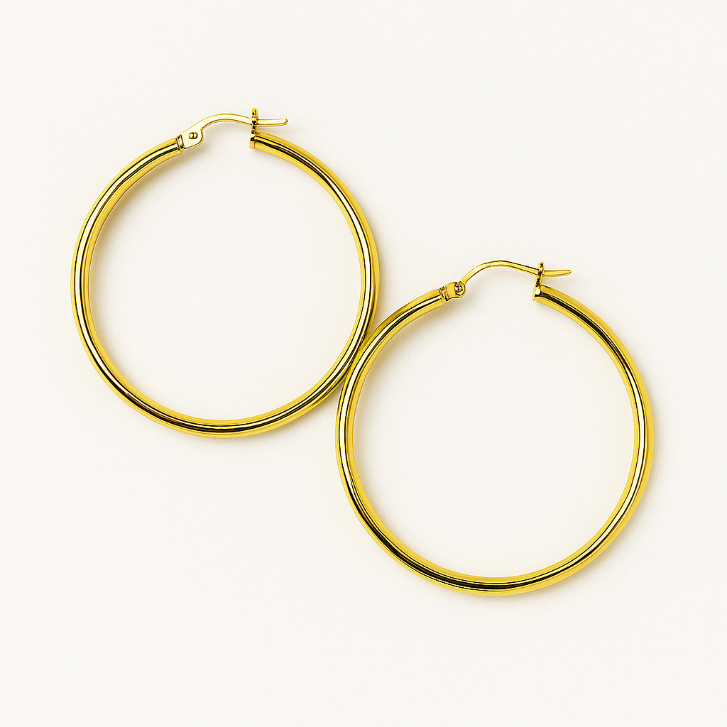 GOLDEN FLAT HOOPS BIG - OORBELLEN