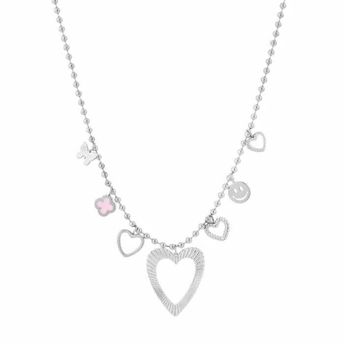 SILVER DOTS HEARTS - KETTING