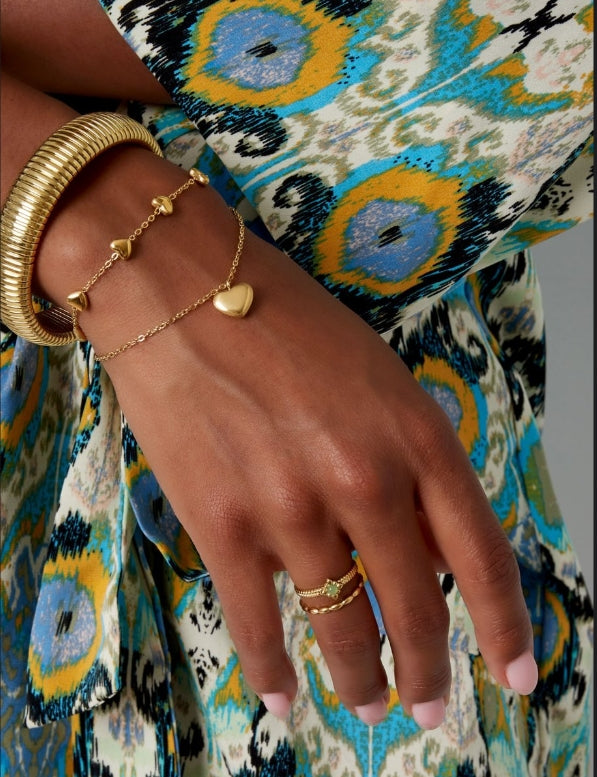 double bracelet heart - Armband Goud
