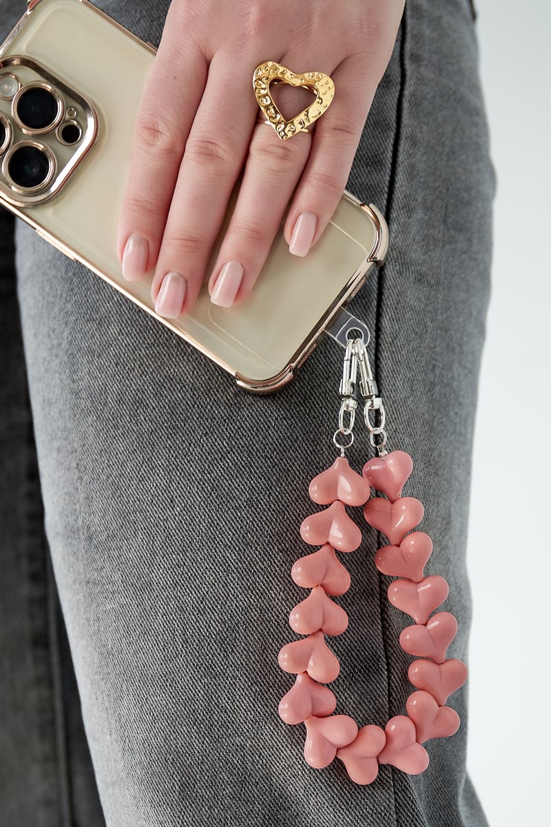 Phone cord hearts - Orange