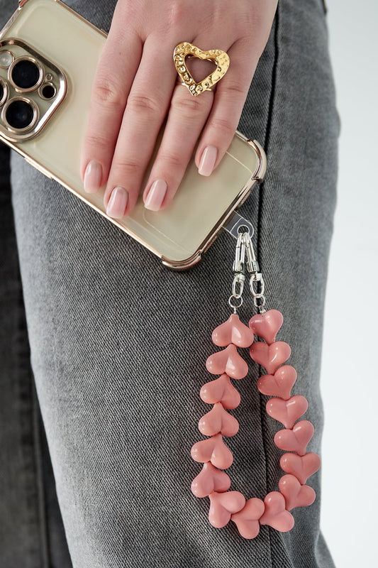 Phone cord hearts - Orange