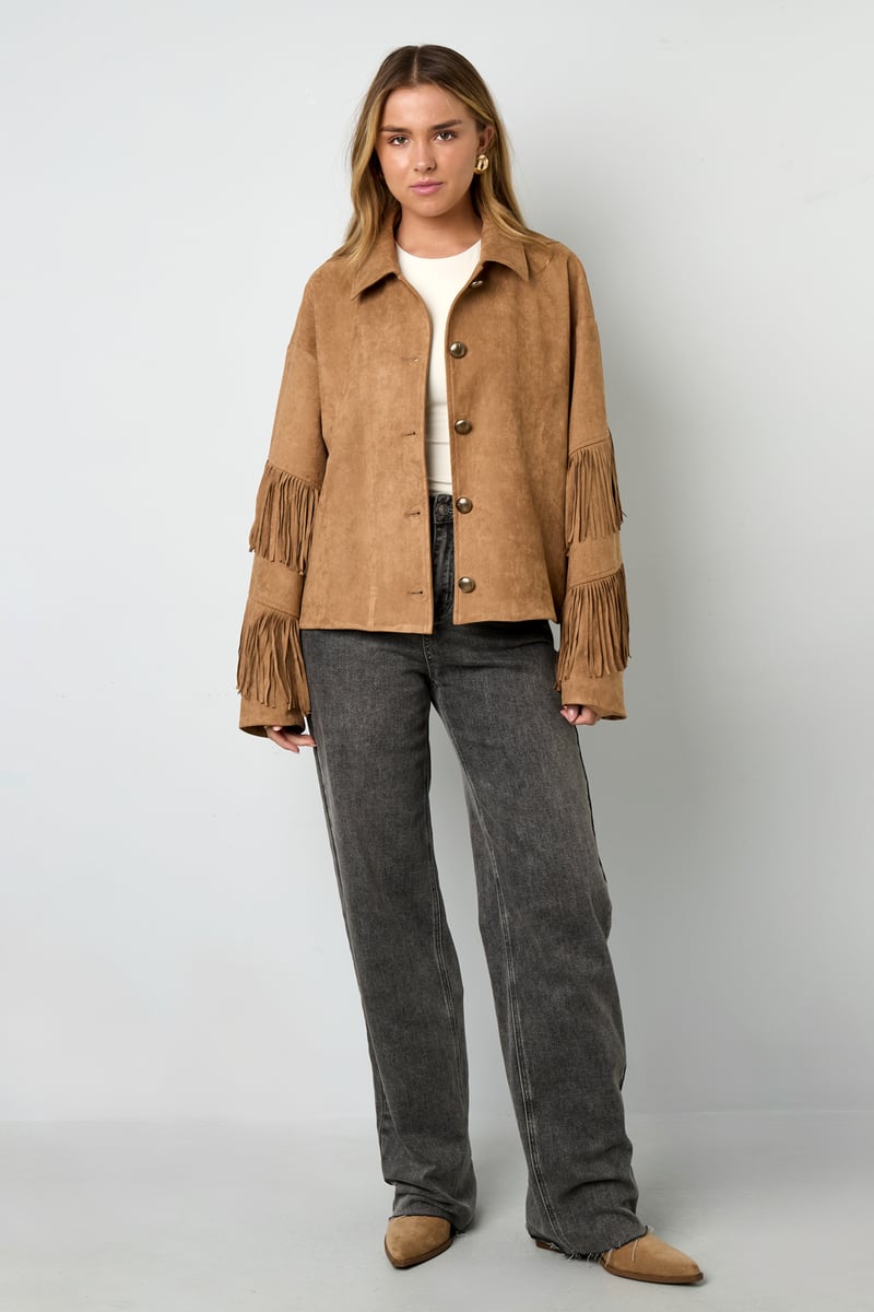 Suede-look jacket with fringes