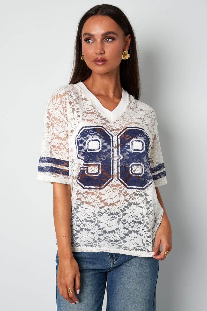 V-Neck Lace American T-shirt