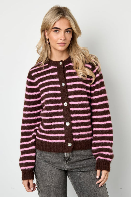 Polyester fiber (polyester) Knit cardigan Stripes Casual Fall/Winter  Clothes
