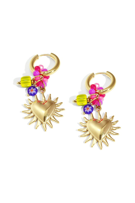 Glowing Heart Happy Charm earrings