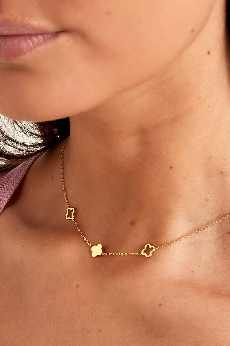 Necklace clovers  Gold Color Stainless Steel