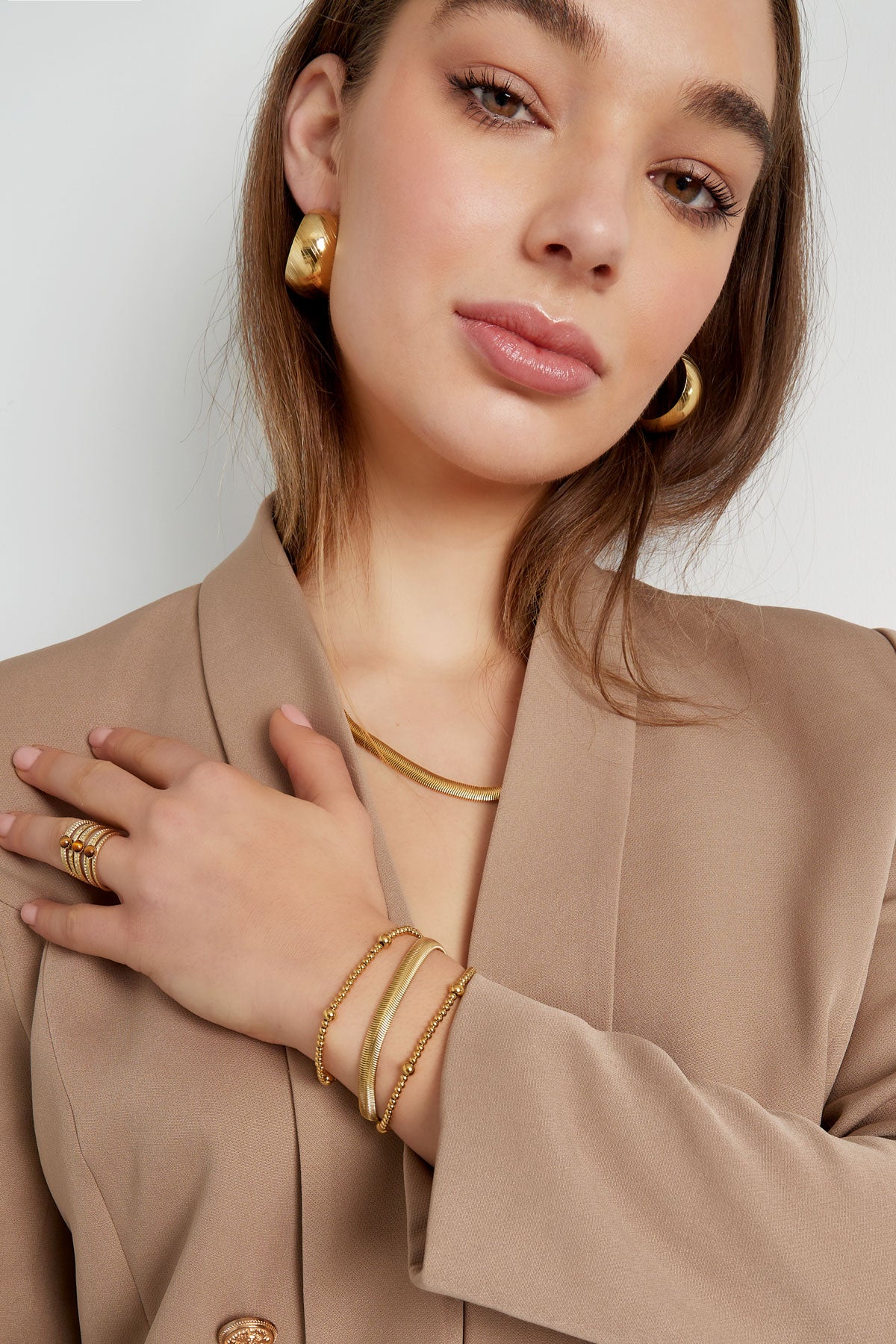 Bracelet Beady Gold Color Stainless Steel