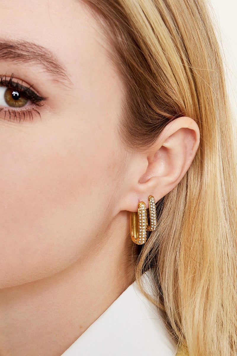 Earrings Shimmer Spark Gold Color Stainless Steel