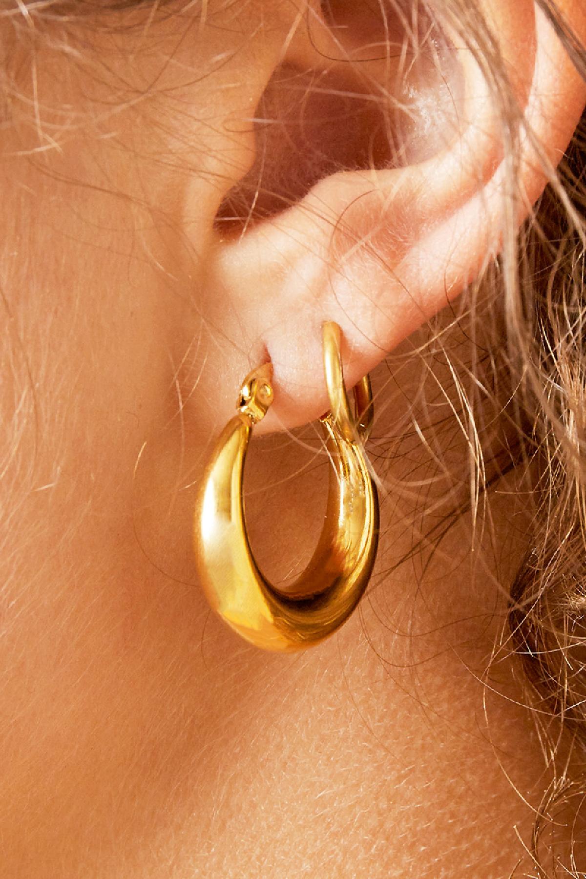 Earrings Arched Gold Color Stainless Steel